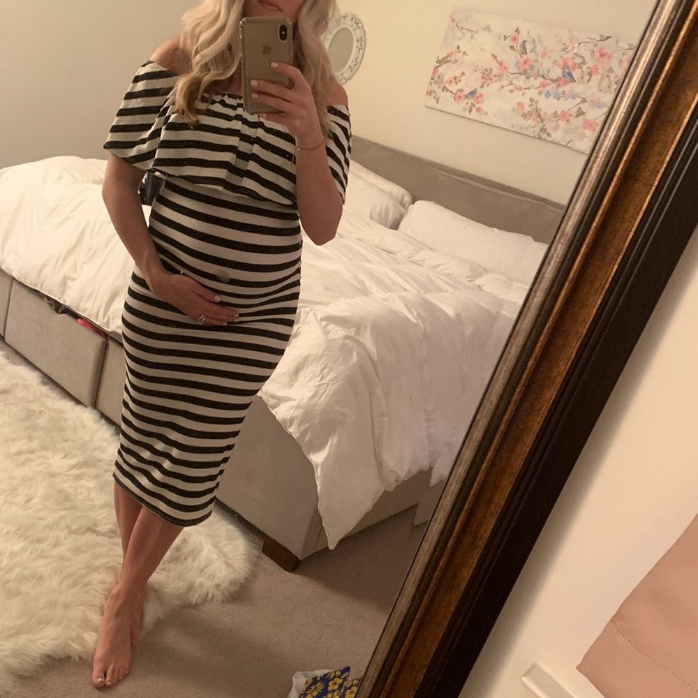 Off the shoulder Pink Blush Maternity dress